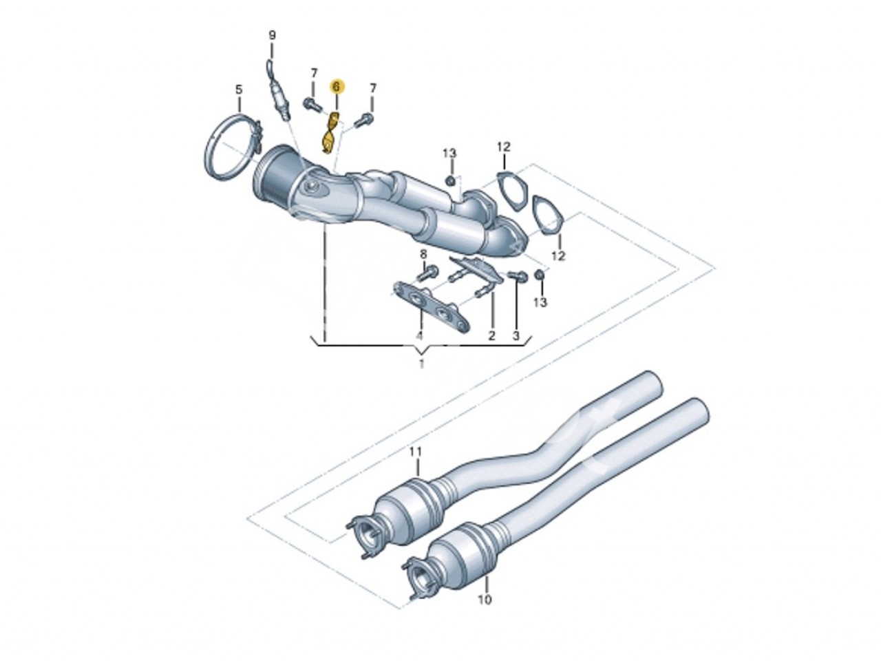Опора приемной трубы с катализатором Audi RS3 8P, RSQ3 8U, TTRS 8J, 2.5 TFSI, CEPA, CEPB, CTSA
