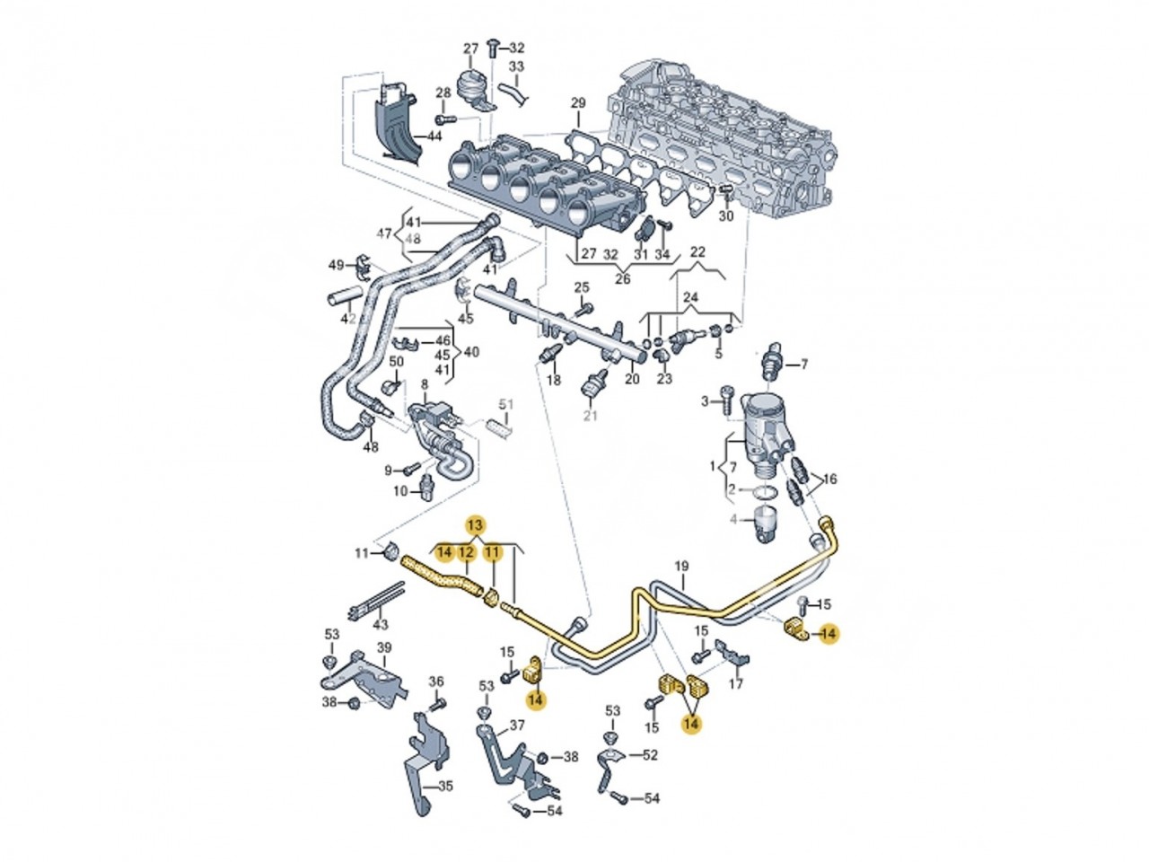 Топливная трубка ТНВД VAG Audi 2.5 TFSI CEPA, CZGA, CTSA, CZGB, RSQ3 8U, RS3 8P, 8V, TTRS 8J