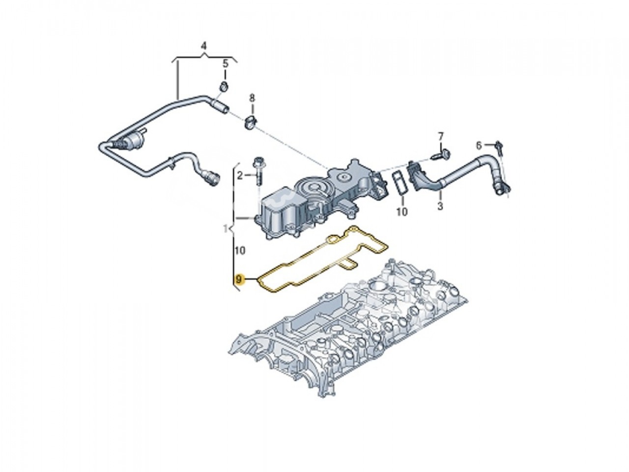 Прокладка маслоотделителя Audi 2.5 TFSI Evo DAZA, DNWA, DNWB, RS3 8V, 8Y, TTRS 8S, RSQ3 F3, Seat Formentor Cupra