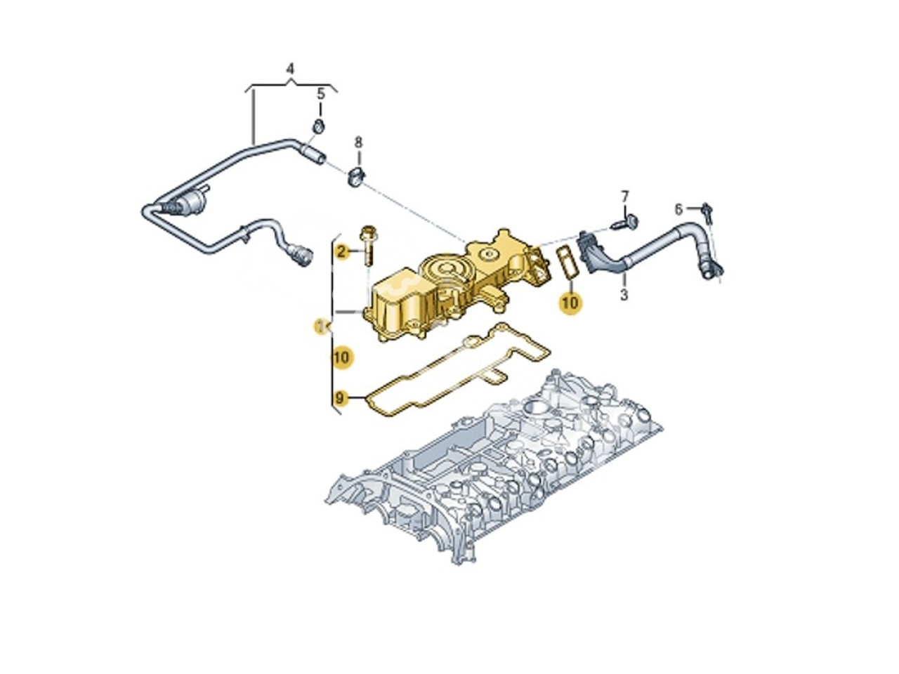 Маслоотделитель Audi 2.5 TFSI Evo DAZA, DNWA, DNWB, RS3 8V, 8Y, TTRS 8S, RSQ3 F3, Seat Formentor Cupra