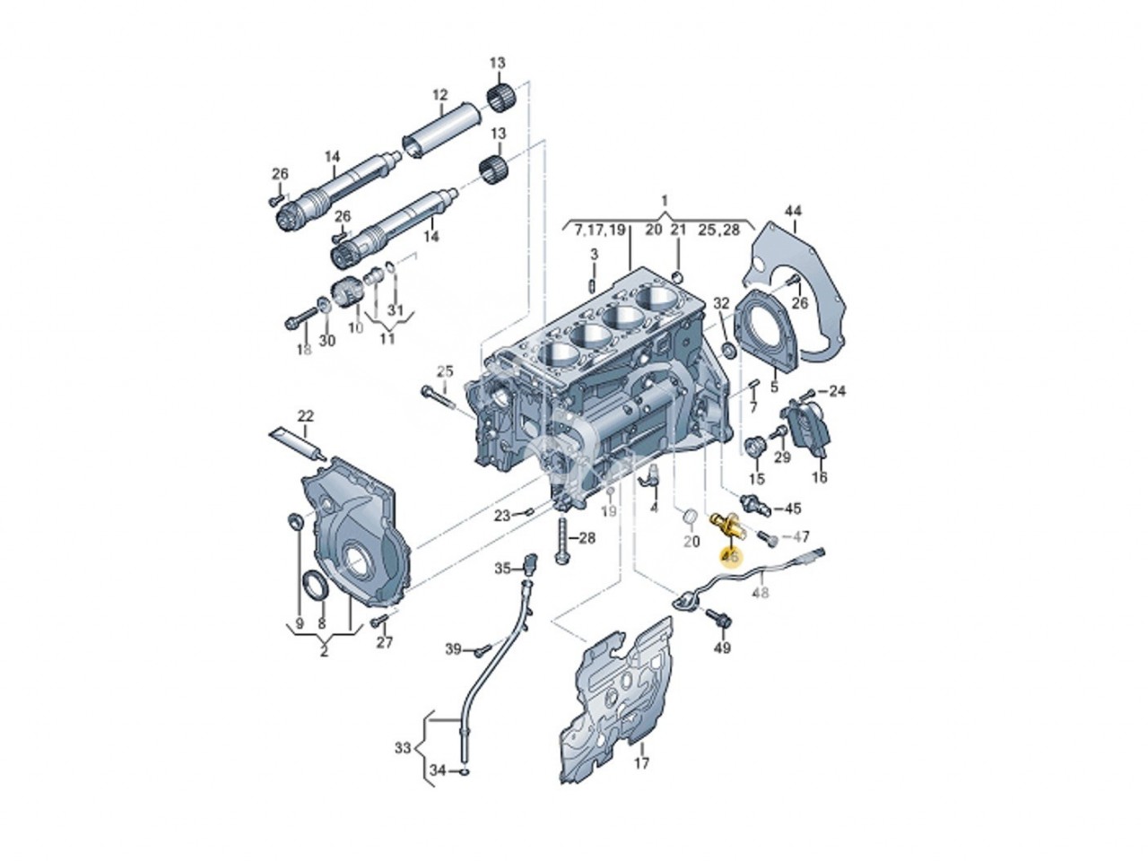 Датчик коленвала оригинал VAG 2.0 TFSI gen4, Audi A3, S3, A4 B9, A5, A6 C8, A7, A8, Q3, Q5, Q7, Q8, Porsche Macan, Cayenne 9Y