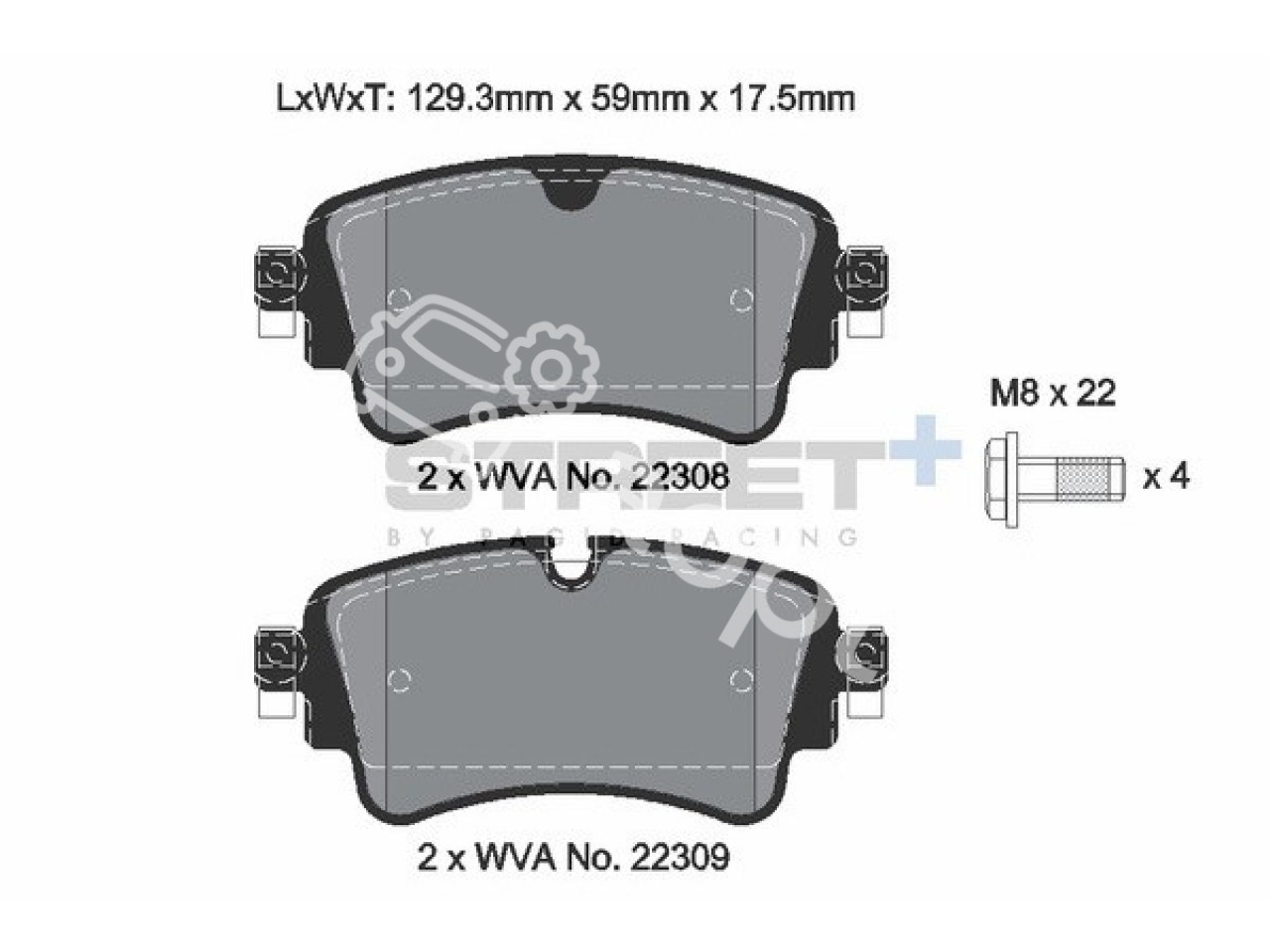 Pagid SP Street+ задние тормозные колодки VAG MLB EVO 330мм, Audi A4, S4, RS4 B9, Allroad, A5, S5, RS5, A6 C8, A7, A8 D5, Q5, SQ5, Q7, Volkswagen Touareg