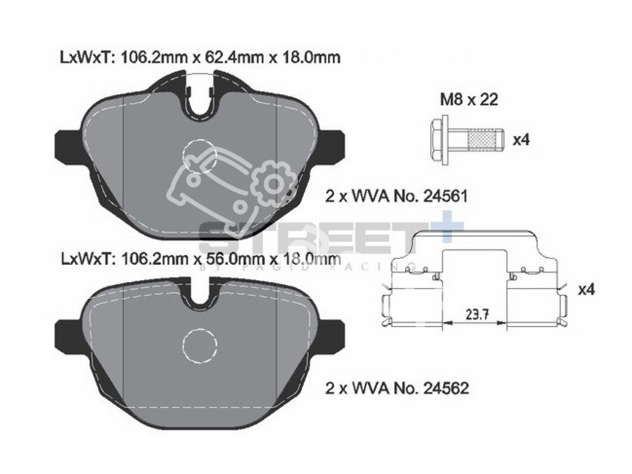 Pagid SP Street+ задние тормозные колодки BMW 5 F10, G30, 6 G32, 7 G11, G12, X3 F25, G01, X4 F26, G02, X5 G05, X6 G06, Z4 E89, i8