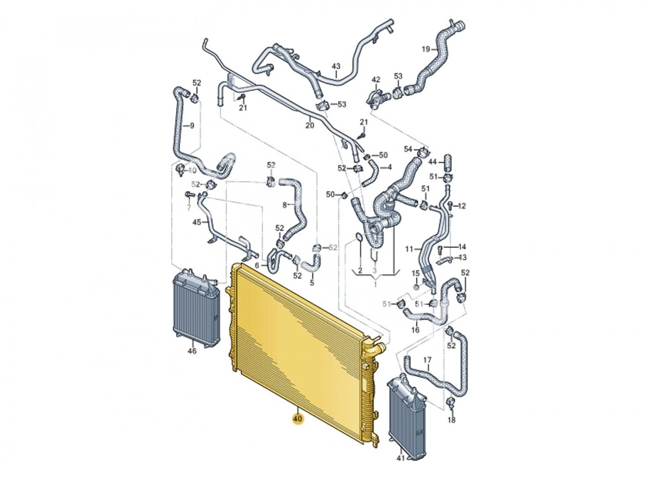 Радиатор ОЖ Audi 2.5 TFSI Evo DAZA, DNWA, DNWB, RS3 8V, 8Y, TTRS 8S, RSQ3 F3