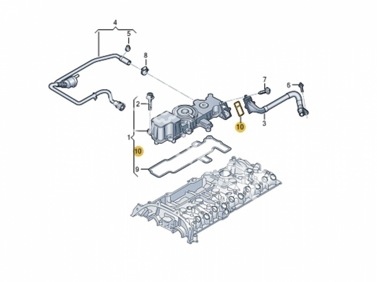 Прокладка трубки маслоотделителя Audi 2.5 TFSI Evo DAZA, DNWA, DNWB, RS3 8V, 8Y, TTRS 8S, RSQ3 F3, Seat Formentor Cupra