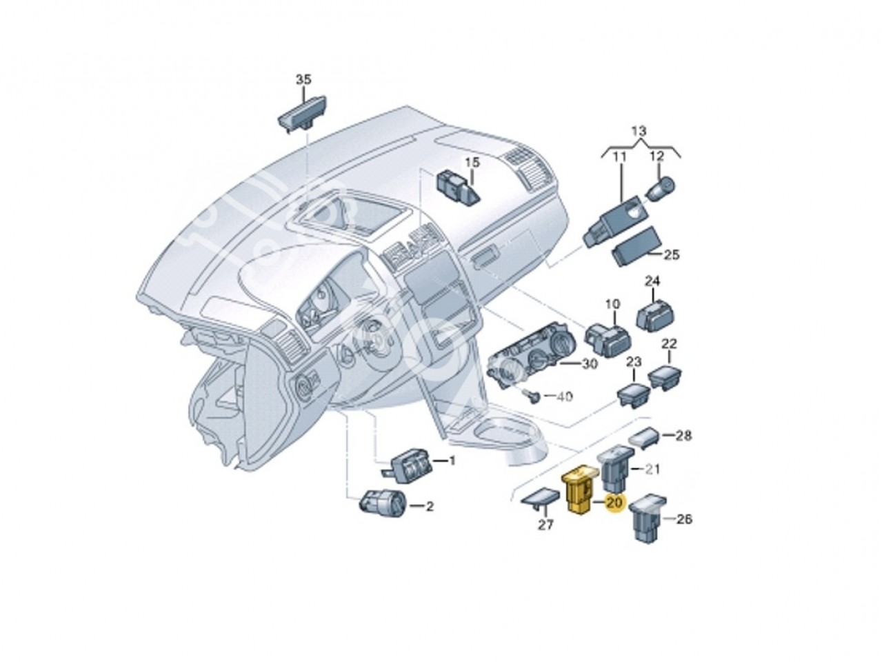 Кнопка ASR OFF Volkswagen Golf V, VI, Jetta (1K0927118D) - купить в Москве