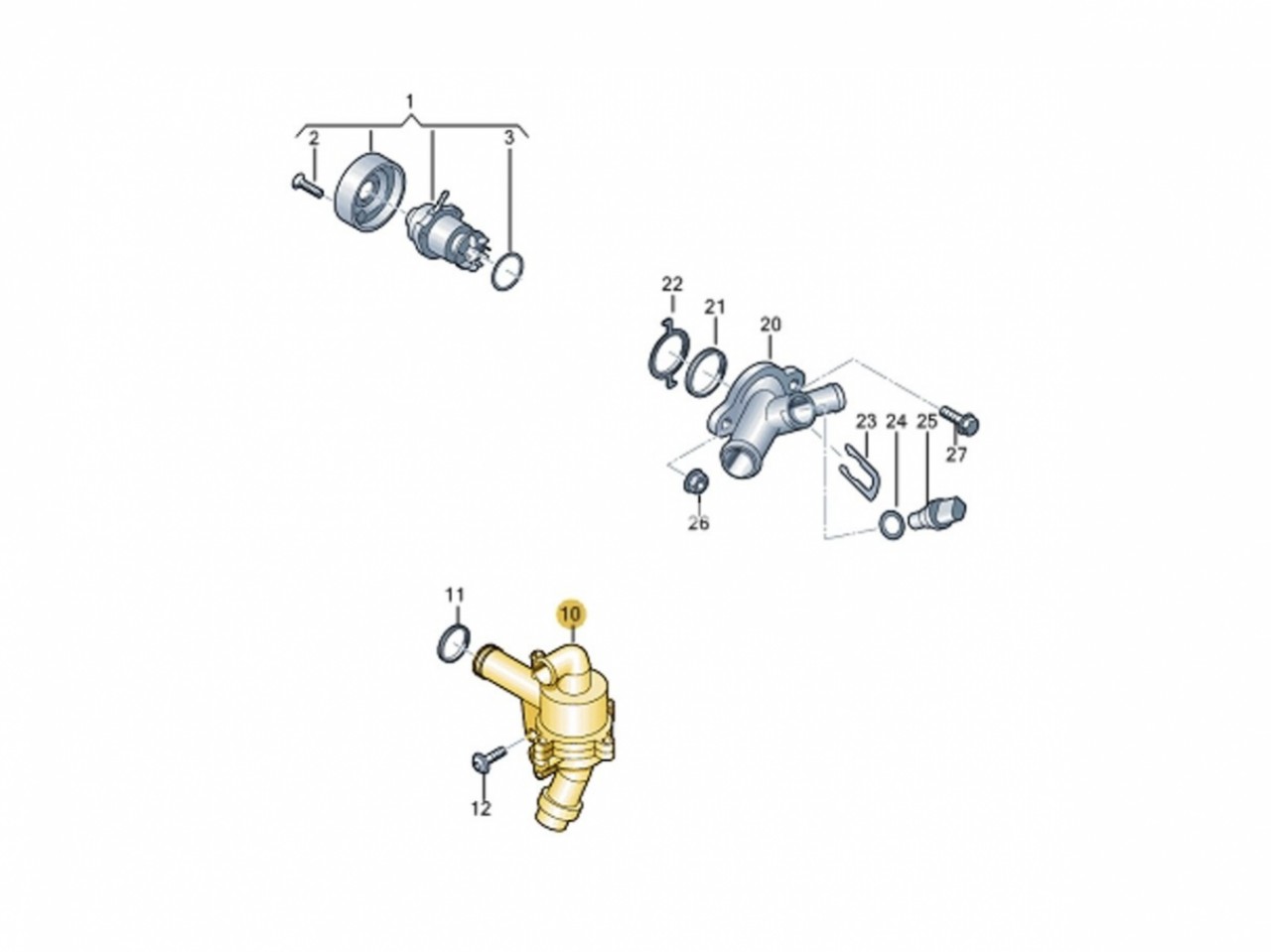 Термостат Audi 2.5 TFSI Evo DAZA, DNWA, DNWB, RS3 8V, 8Y, TTRS 8S, RSQ3 F3, Seat Formentor Cupra