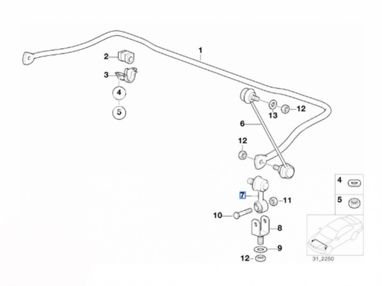 Стойка переднего стабилизатора BMW 3 E30, E36, Z1, Z3