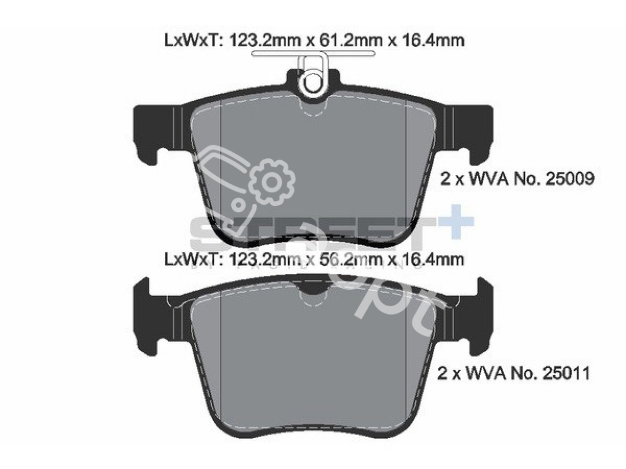 Pagid SP Street+ задние тормозные колодки VAG MQB, Audi A3, S3, RS3, Q3, RSQ3, TT, TTS, TTRS, Volkswagen Golf 7.5 R, GTI, Tiguan, Passat B8, Seat Leon, Ateca Cupra