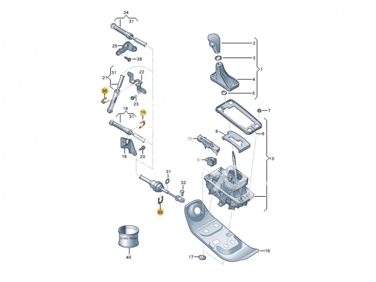 Стопорная пластина троса селектора АКПП DSG VAG Audi A4 B8, S4, RS4 B8, A5, S5, RS5, A6, S6, RS6 C7, A7, S7, RS7, Porsche Macan, Cayenne 955,