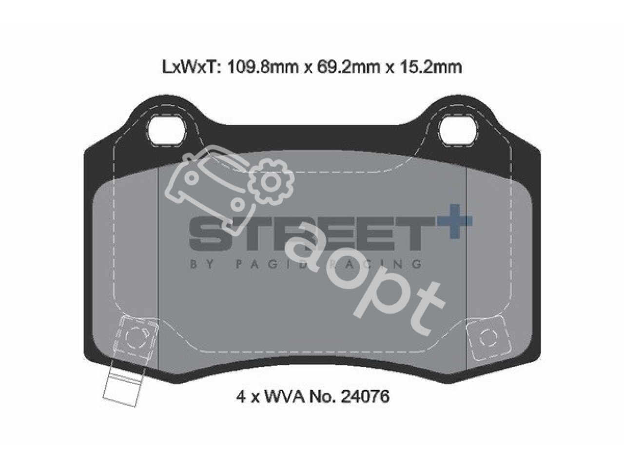 Pagid SP Street+ передние тормозные колодки Brembo 4pot, Dodge Challenger, Charger, Magnum, Chevrolet Camaro, Jeep Grand Cherokee SRT8, Tesla Model S, X