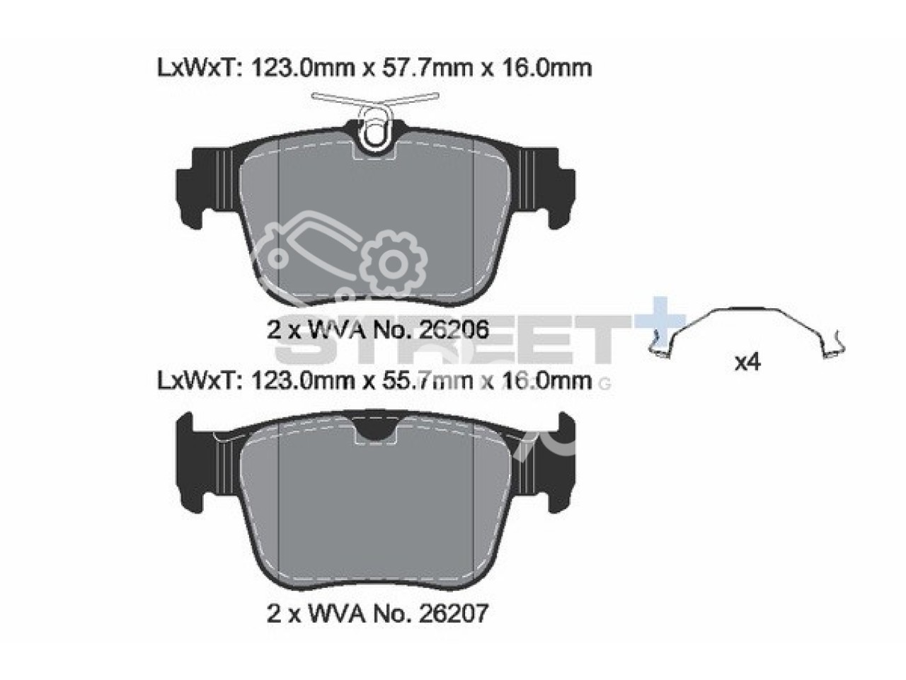 Pagid SP Street+ задние тормозные колодки VAG MQB EVO, Audi A3, S3, RS3, Q3, Volkswagen Golf 8 R, GTI, Tiguan, Passat B9, Seat Leon, Formentor Cupra