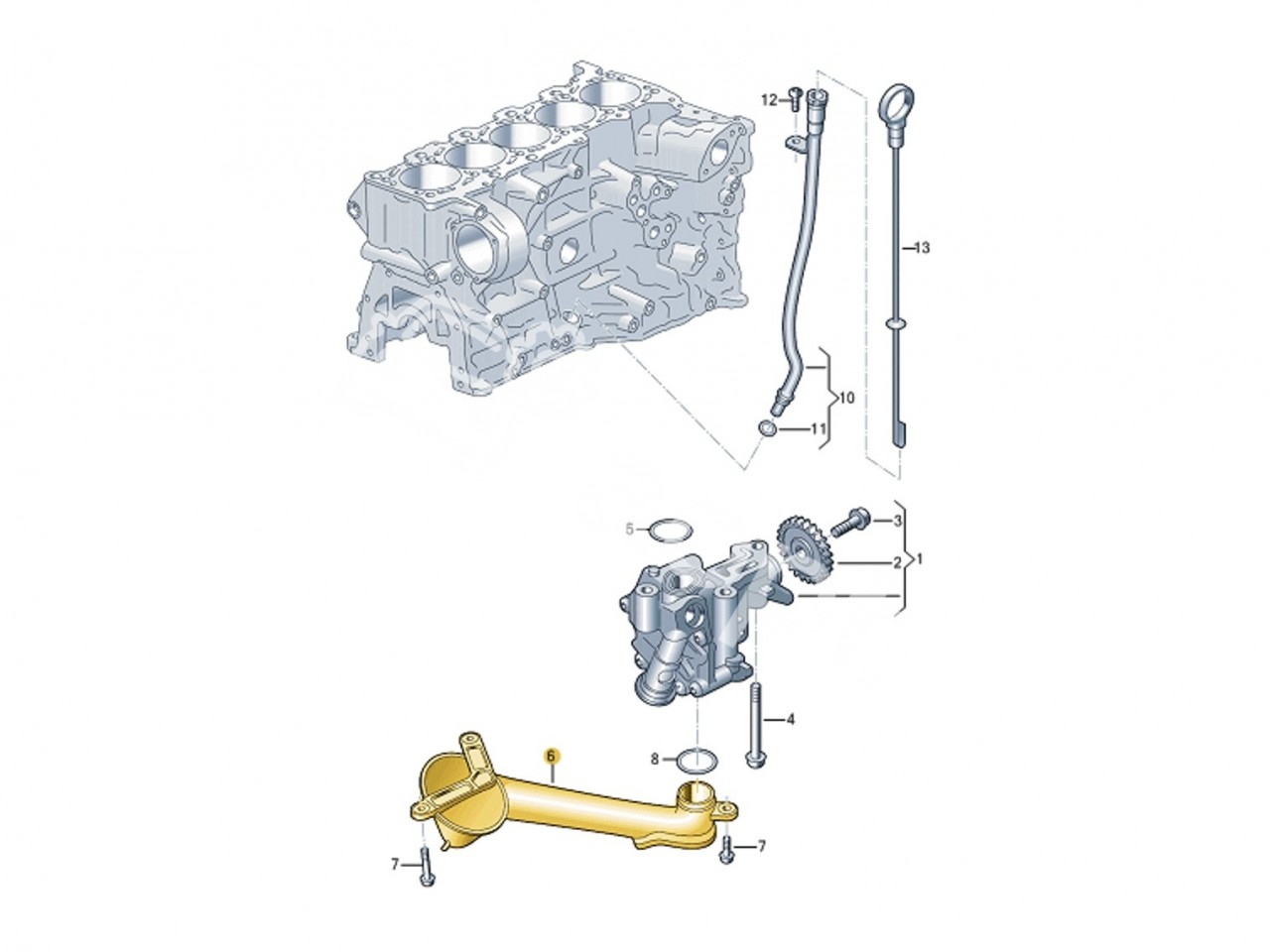 Маслозаборный патрубок Audi 2.5 TFSI Evo DAZA, DNWA, DNWB, RS3 8V, 8Y, TTRS 8S, RSQ3 F3, Seat Formentor Cupra