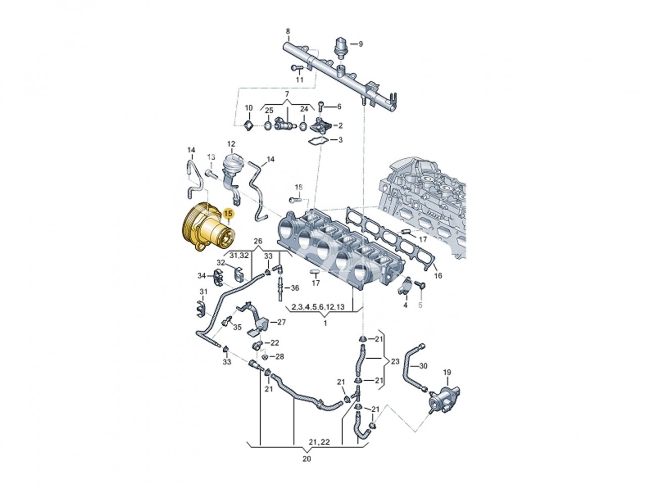 Помпа ОЖ Audi 2.5 TFSI Evo DAZA, DNWA, DNWB, RS3 8V, 8Y, TTRS 8S, RSQ3 F3, Seat Formentor Cupra