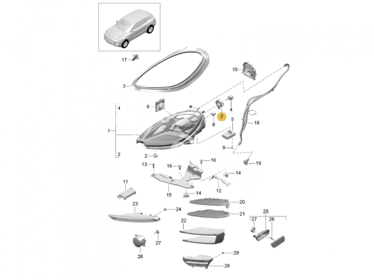 Вентилятор светодиодной фары Porsche Macan, 718 Cayman, Boxster, Spyder, GT4, 982