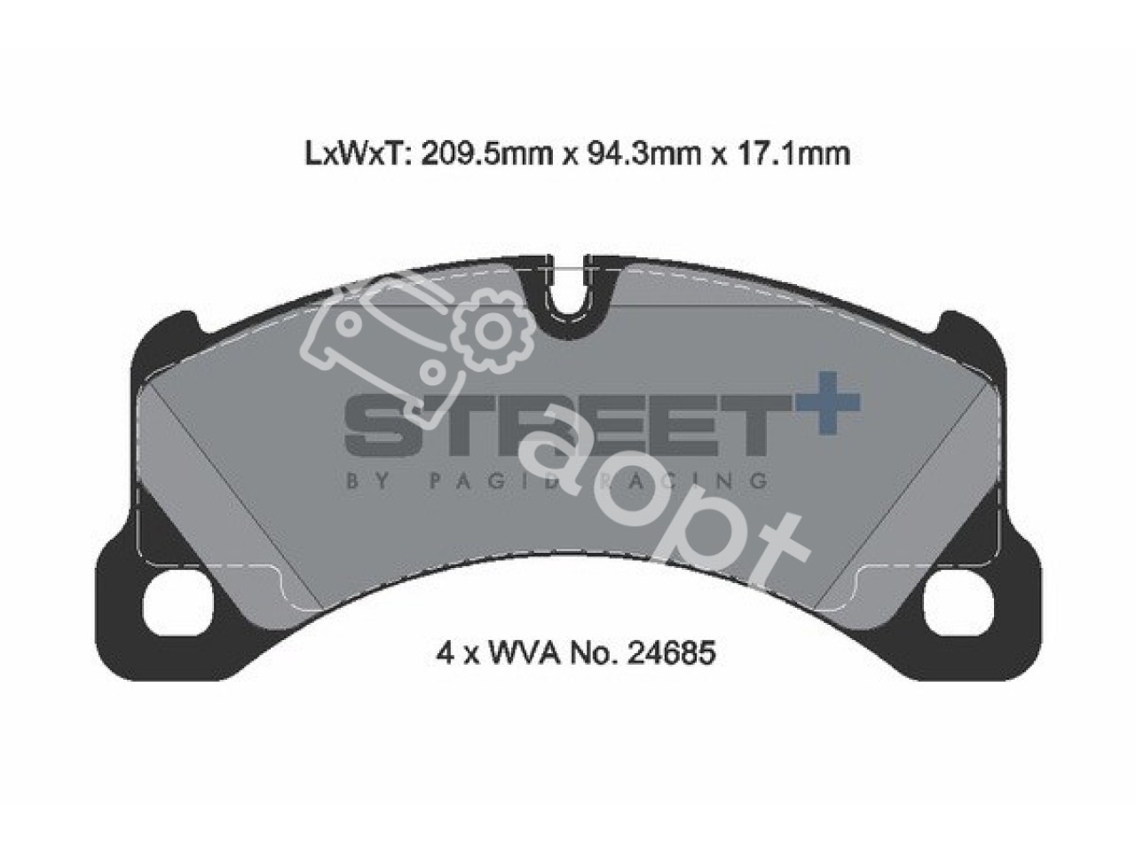 Pagid SP Street+ передние тормозные колодки Brembo 6pot Porsche Cayenne 958, 3.0 Diesel, Hybrid, 3.6 S, GTS