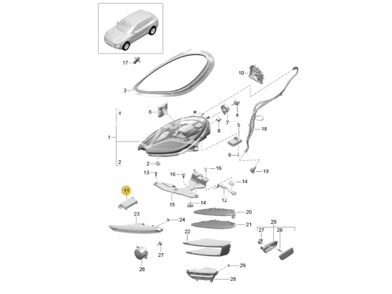 Блок управления LED ДХО, DLR Porsche Cayenne 9Y, Panamera, Macan, 911 Carrera 991, 992 Turbo, GT2, GT3, RS, 982 Cayman, 718 Boxster, Spyder, GT4