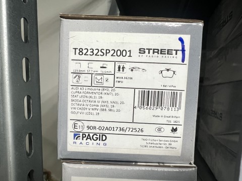 Pagid SP Street+ зад 310мм VAG Audi S3, RS3 8Y, Volkswagen Golf 8 R, Tiguan, Arteon, Skoda Octavia A8 RS, Seat Leon, Formentor Cupra