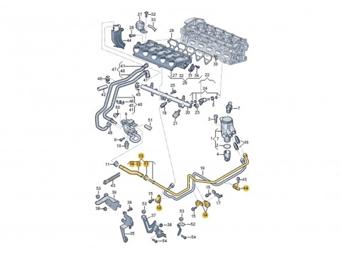 Топливная трубка ТНВД VAG Audi 2.5 TFSI CEPA, CZGA, CTSA, CZGB, RSQ3 8U, RS3 8P, 8V, TTRS 8J