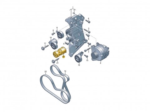 Натяжитель ремня оригинал AG Audi 2.5 TFSI CZGB, CEPA, CTSA, CZGA, RS3 8P, 8V, RSQ3 8U, TTRS 8J
